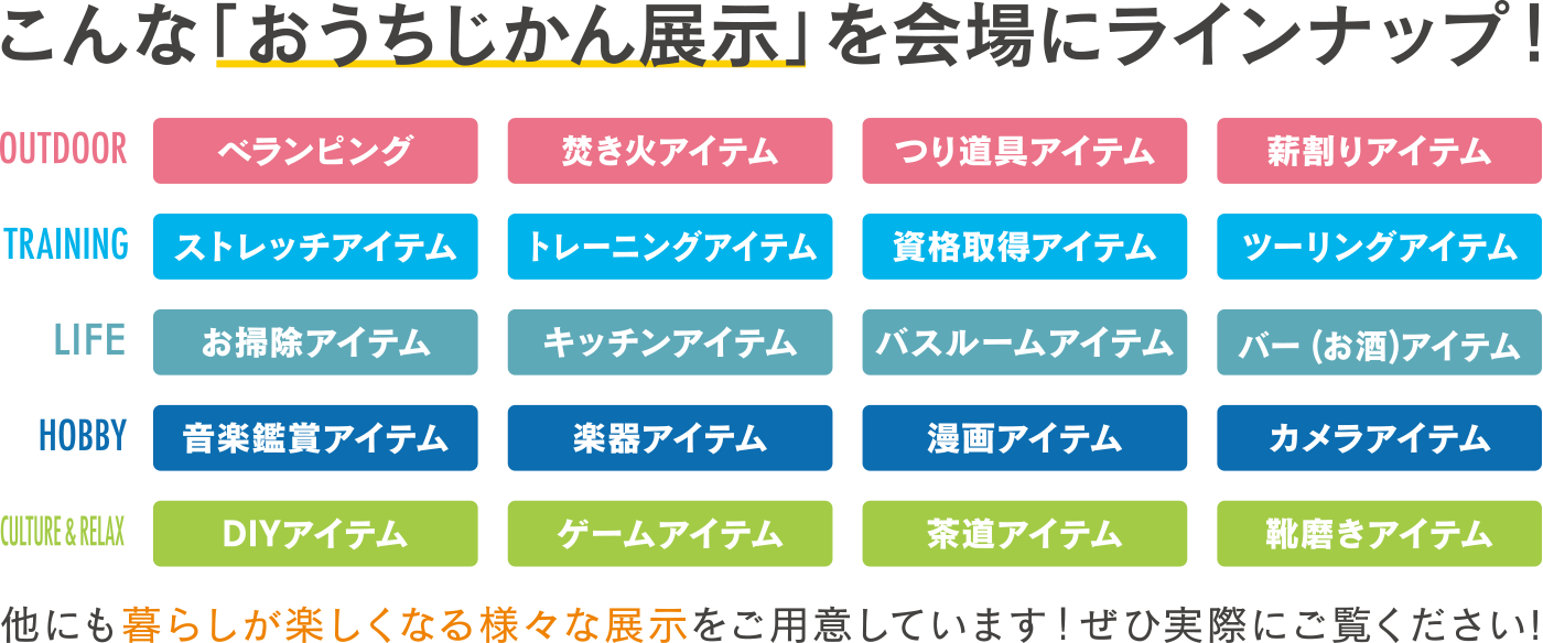 こんな「おうちじかん展示」を会場にラインナップ！