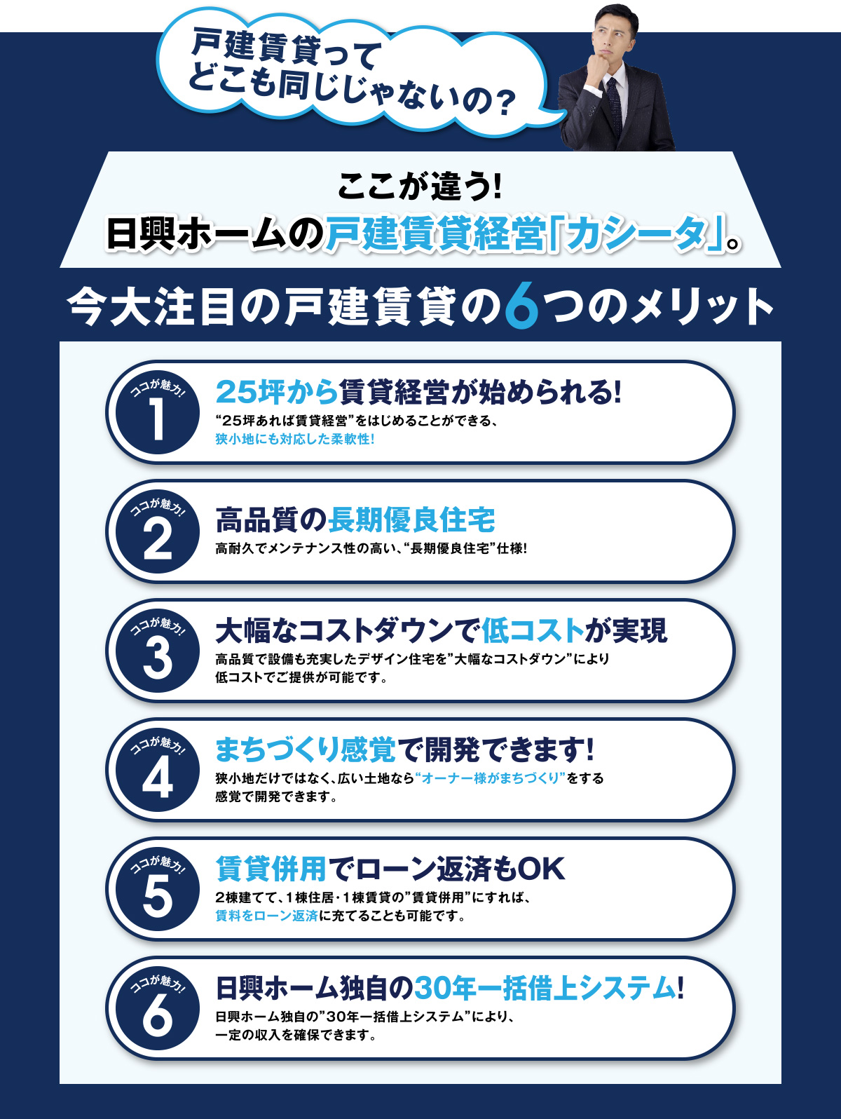 ここが違う！日興ホームの戸建て賃貸経営「カシータ」。今大注目の戸建賃貸の6つのメリット